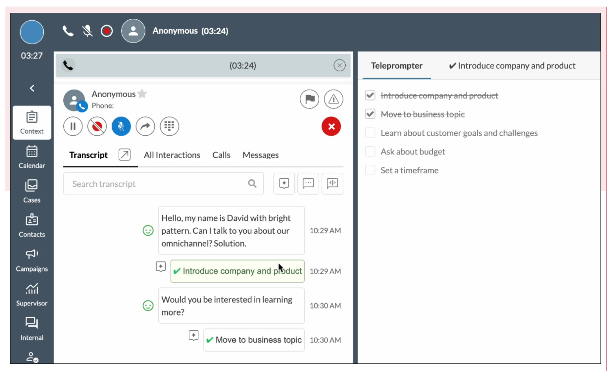 Script Adherence tracking